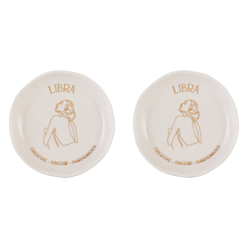 2PK Splosh Mystique Trinket Dish Libra Round White 10cm