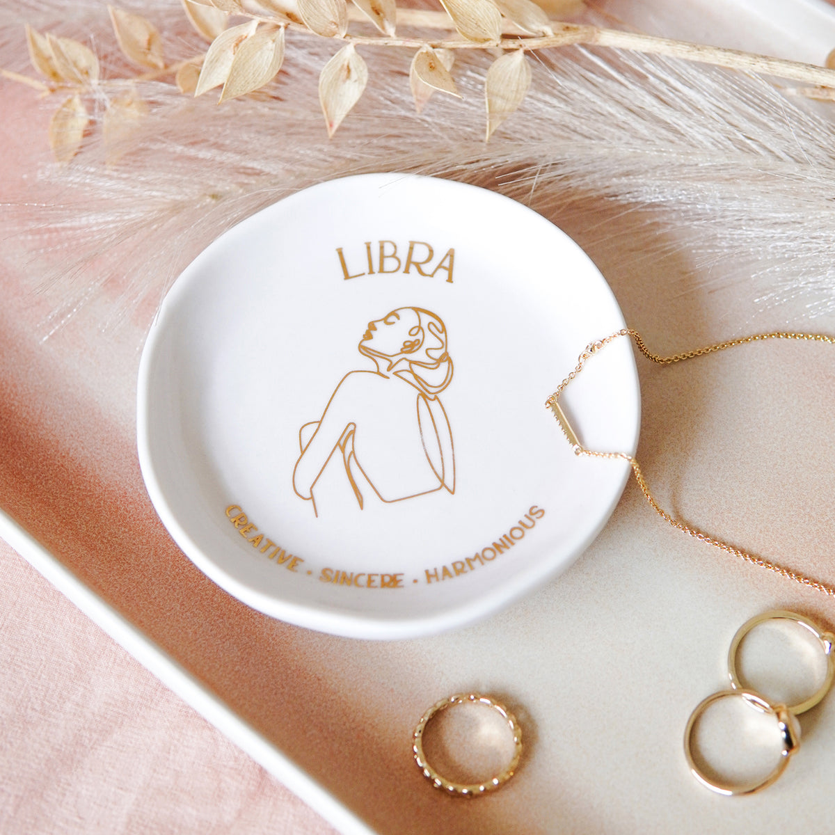 2PK Splosh Mystique Trinket Dish Libra Round White 10cm
