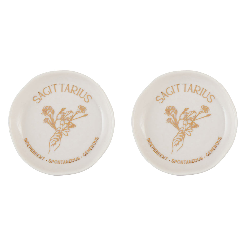 2PK Splosh Mystique Trinket Dish Sagittarius Round White 10cm