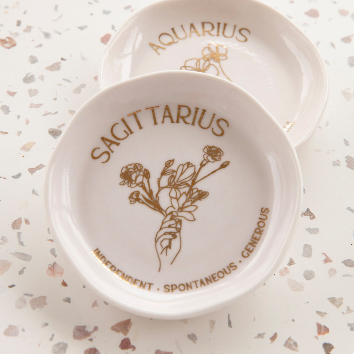 2PK Splosh Mystique Trinket Dish Sagittarius Round White 10cm