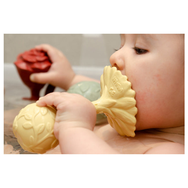 Natruba Daisy 11.5cm Rubber Rattle Teether Baby 0m+ Toy Yellow