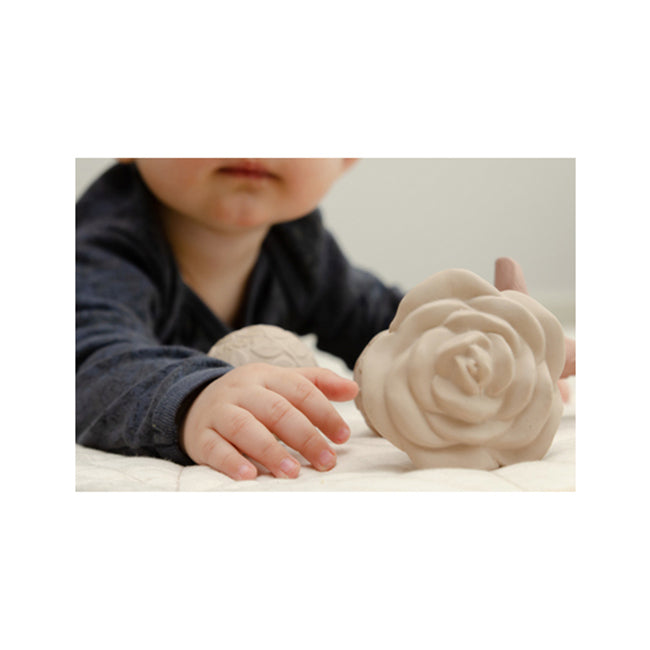 Natruba Rose 12.5cm Rubber Rattle Teether Baby 0m+ Toy Beige