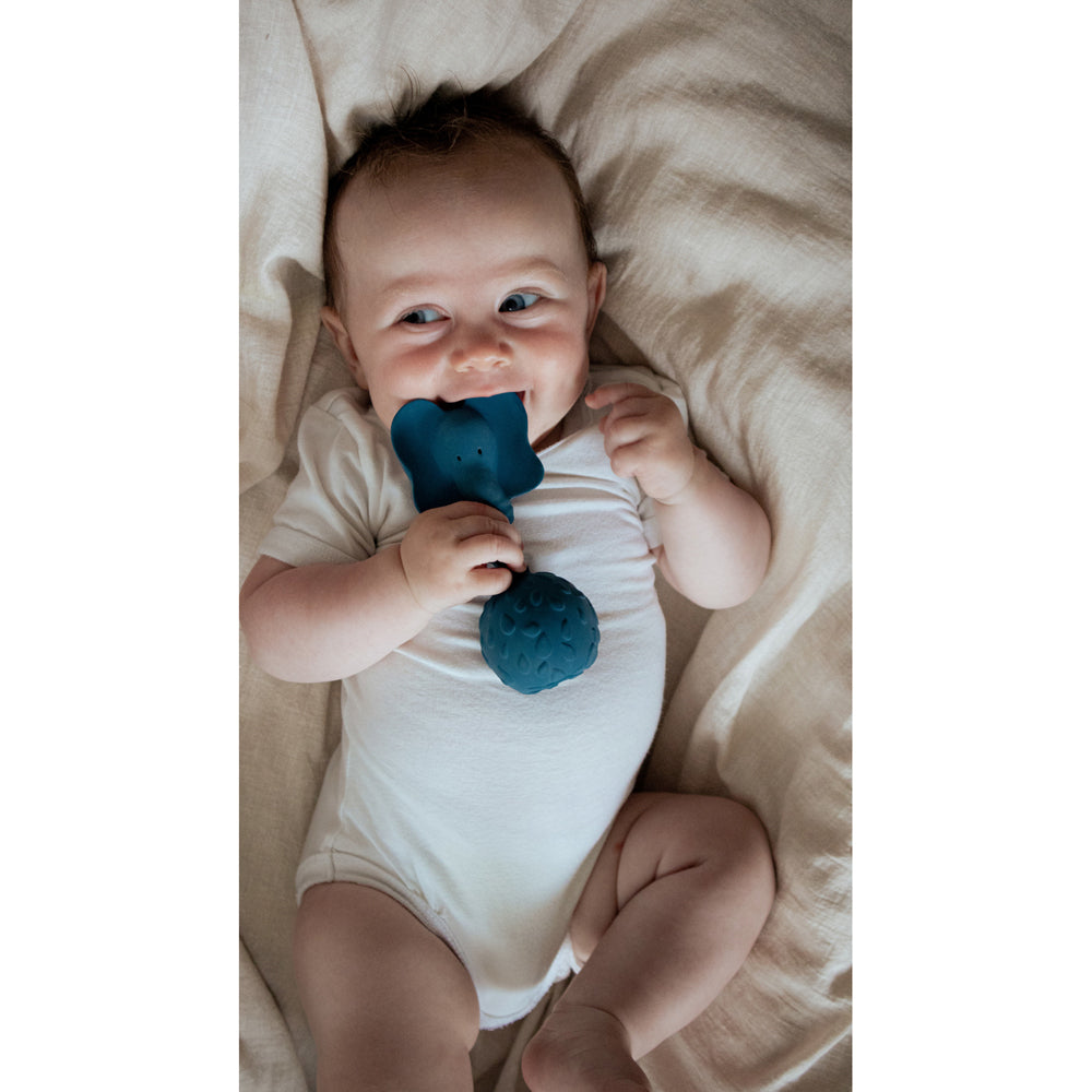 Natruba Elephant 13cm Rubber Rattle Teether Baby 0m+ Toy Blue