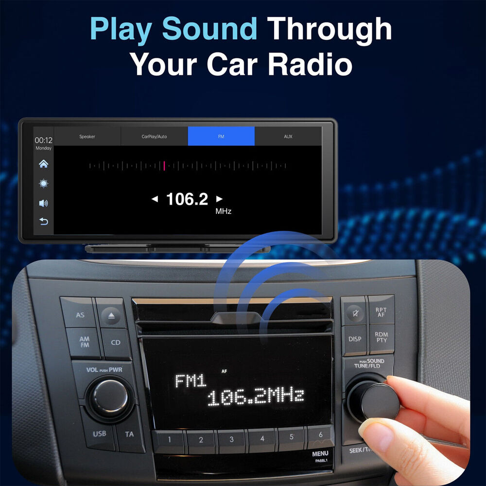Laser 10in Portable Touchscreen LCD Screen Apple CarPlay/Android Auto