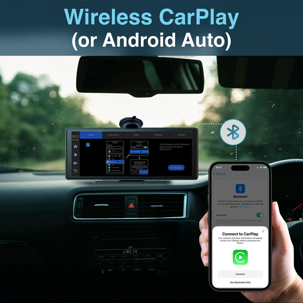 Laser 10in Portable Touchscreen LCD Screen Apple CarPlay/Android Auto