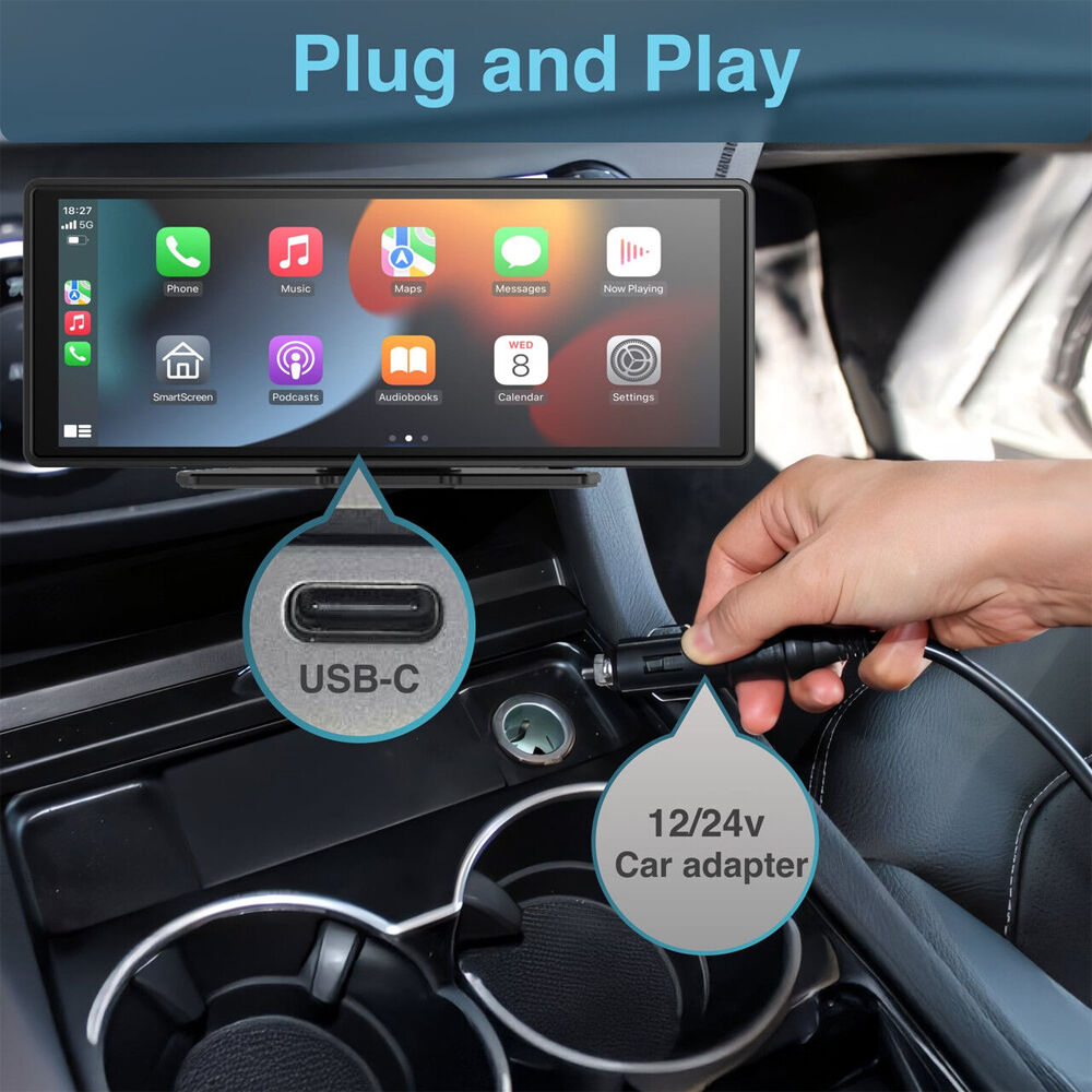 Laser 10in Portable Touchscreen LCD Screen Apple CarPlay/Android Auto