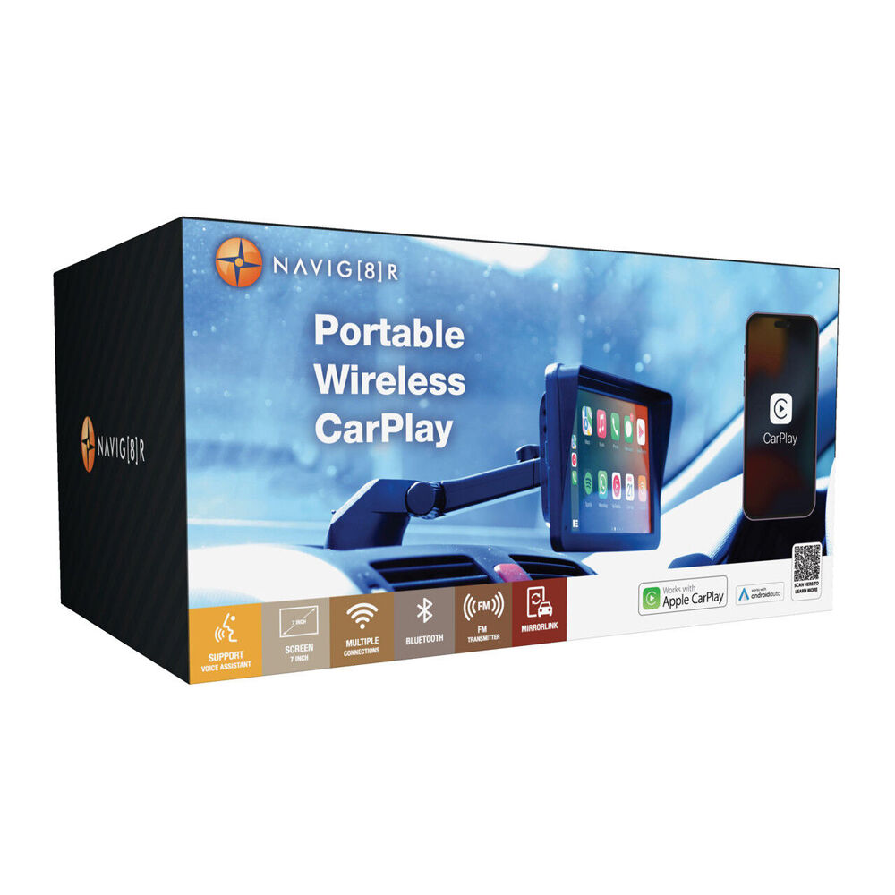 Navig8r 7in Portable Touchscreen LCD Screen Apple CarPlay/Android Auto