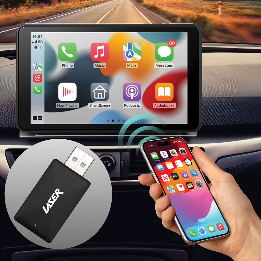 Laser Wireless Dongle w/ Bluetooth & Wifi Support Apple CarPlay/Android Auto