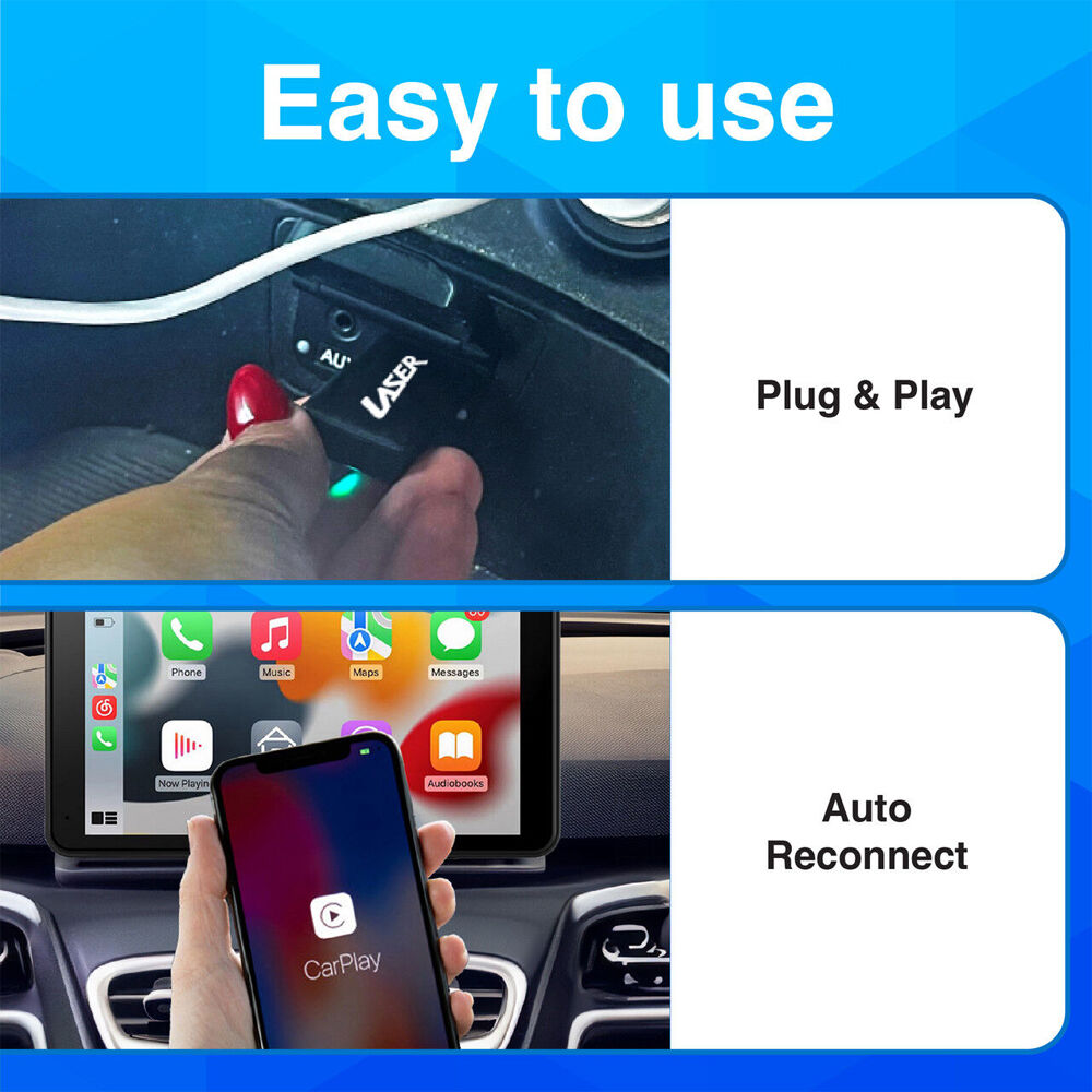 Laser Wireless Dongle w/ Bluetooth & Wifi Support Apple CarPlay/Android Auto