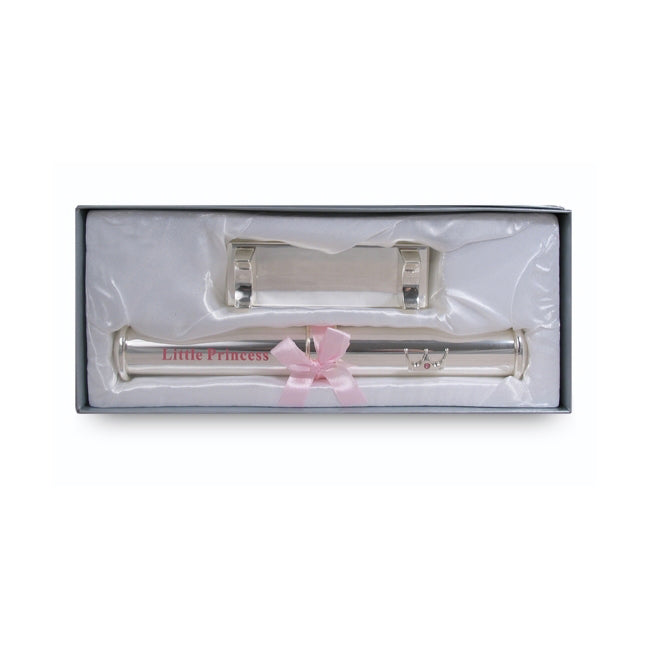Little Princess Birth Certificate Tube w/ Stand Silver 29cm