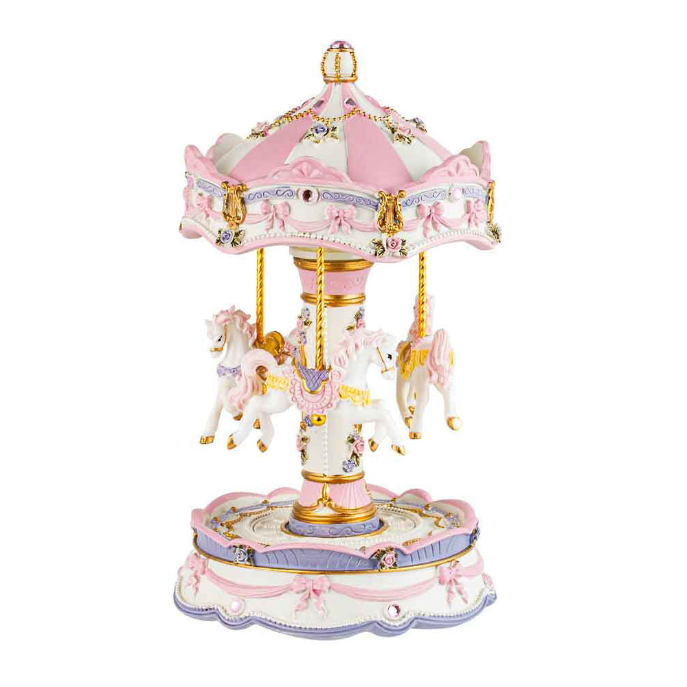 Musical Horse Carousel Home/Room Decor 11x18cm - White