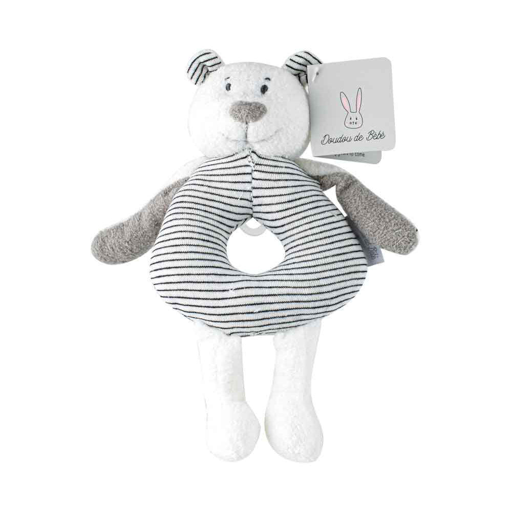 Striped Bear Plush Rattle Baby/Newborn Toy Grey 21cm