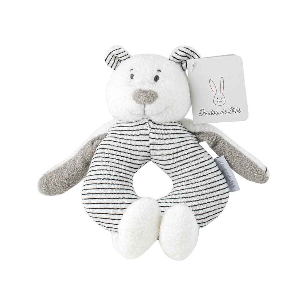 Striped Bear Plush Rattle Baby/Newborn Toy Grey 21cm