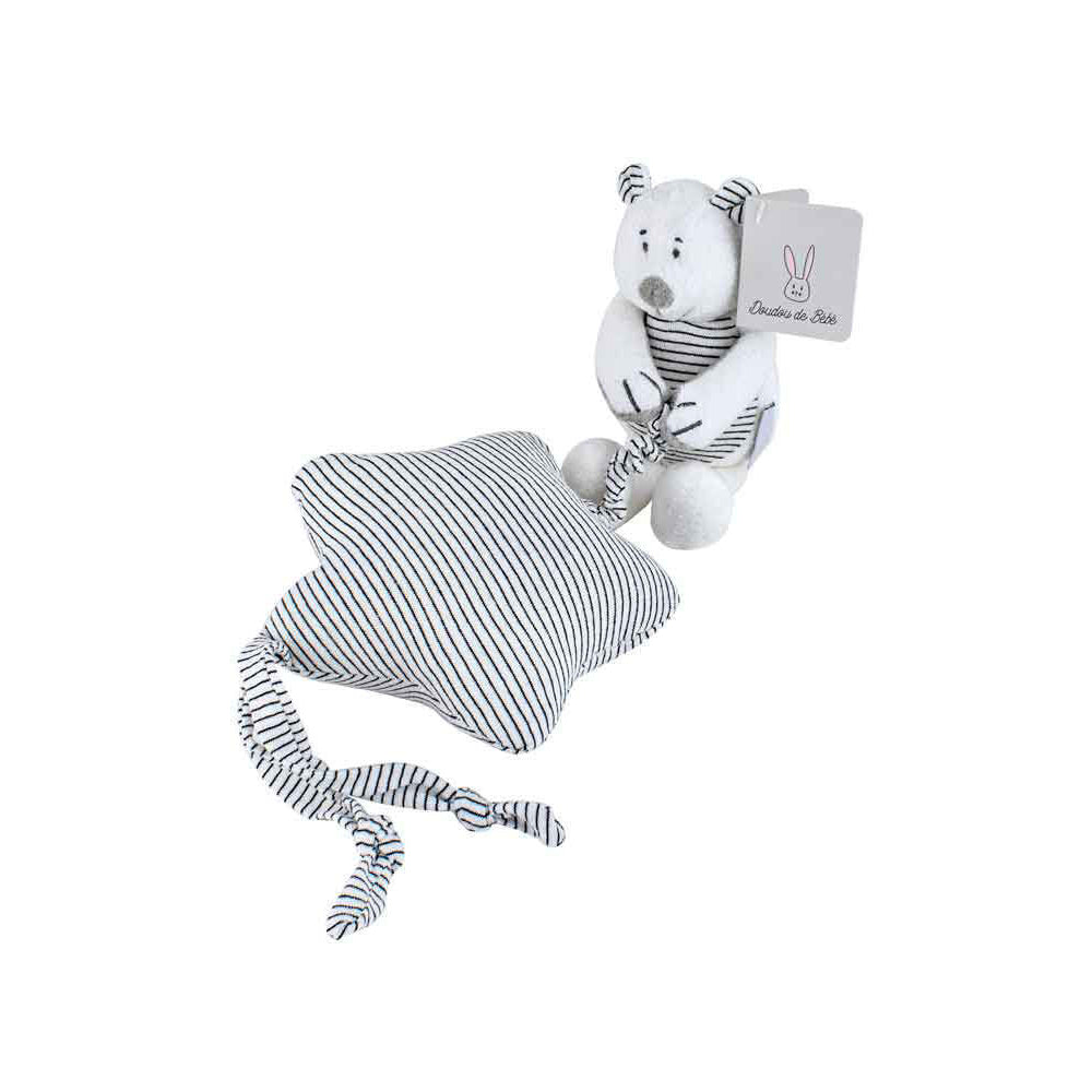 Striped Musical Bear Kids/Baby Soft Plush Toy White 15cm