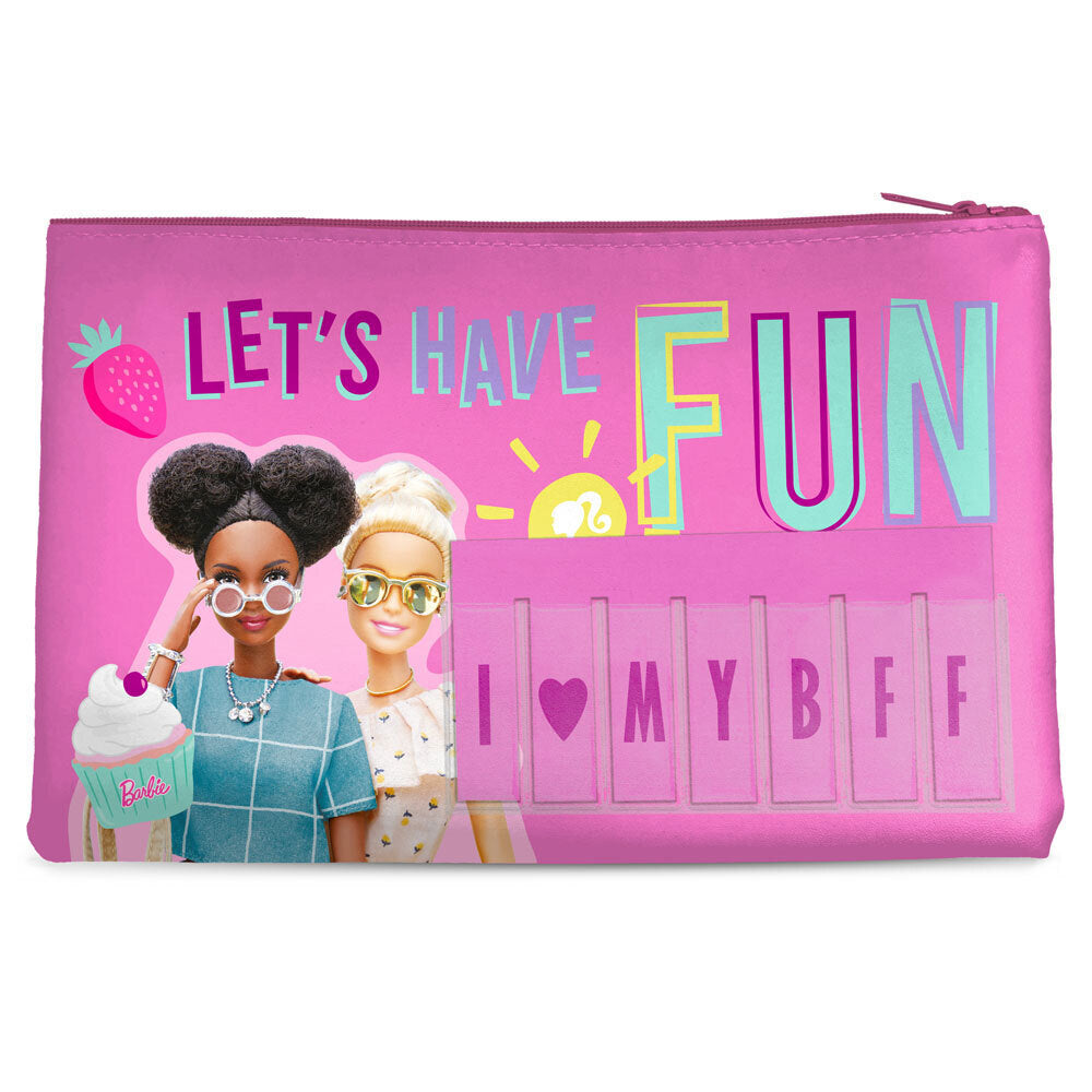2PK Barbie Retro Lets Have Fun! Named Zip Pencil Case