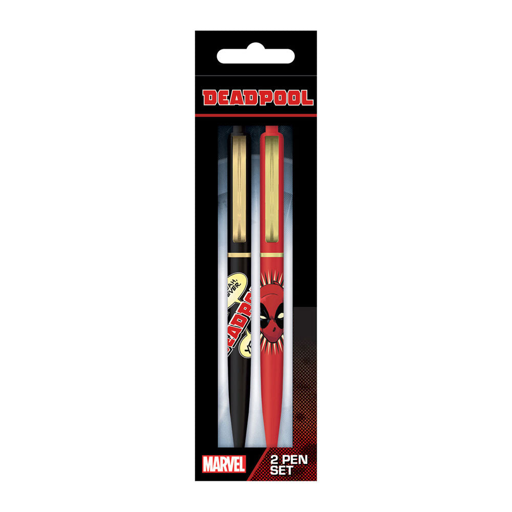 6pc Marvel MCU Deadpool Comic Writing Pen Set Red/Black