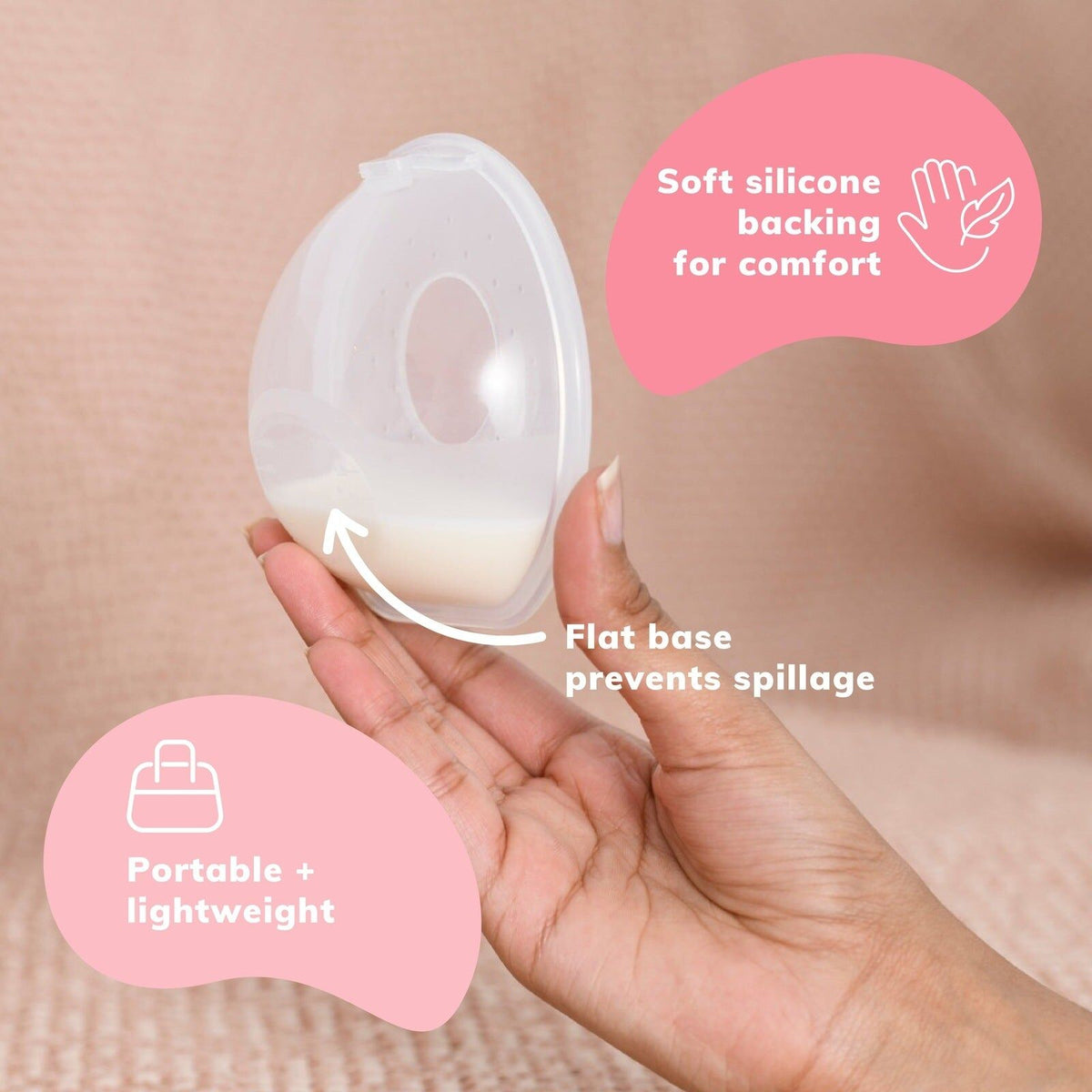 2x 2pc New Beginnings Silicone Collector Cups Leak-Proof Portable Breast Milk
