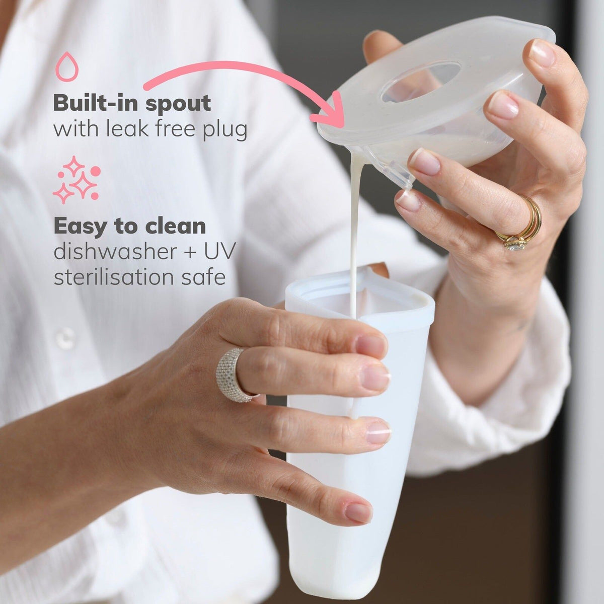 2x 2pc New Beginnings Silicone Collector Cups Leak-Proof Portable Breast Milk
