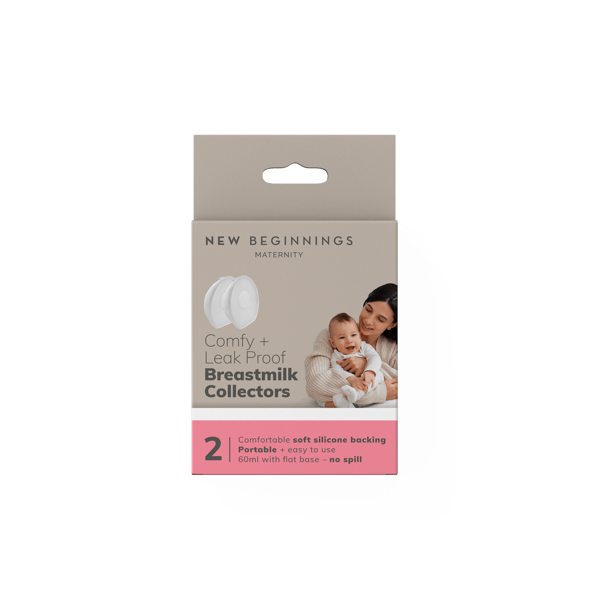 2x 2pc New Beginnings Silicone Collector Cups Leak-Proof Portable Breast Milk