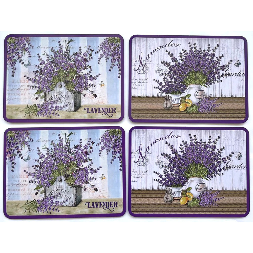 4pc Lavender Placemats Dining Table Protector MDF Assorted