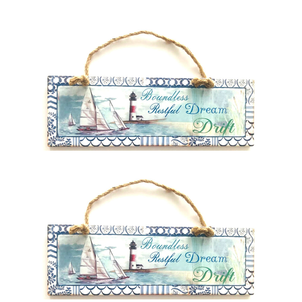 2PK Boundless Dream Hanging Ceramic Sign Plaque 10x30cm Rectangle