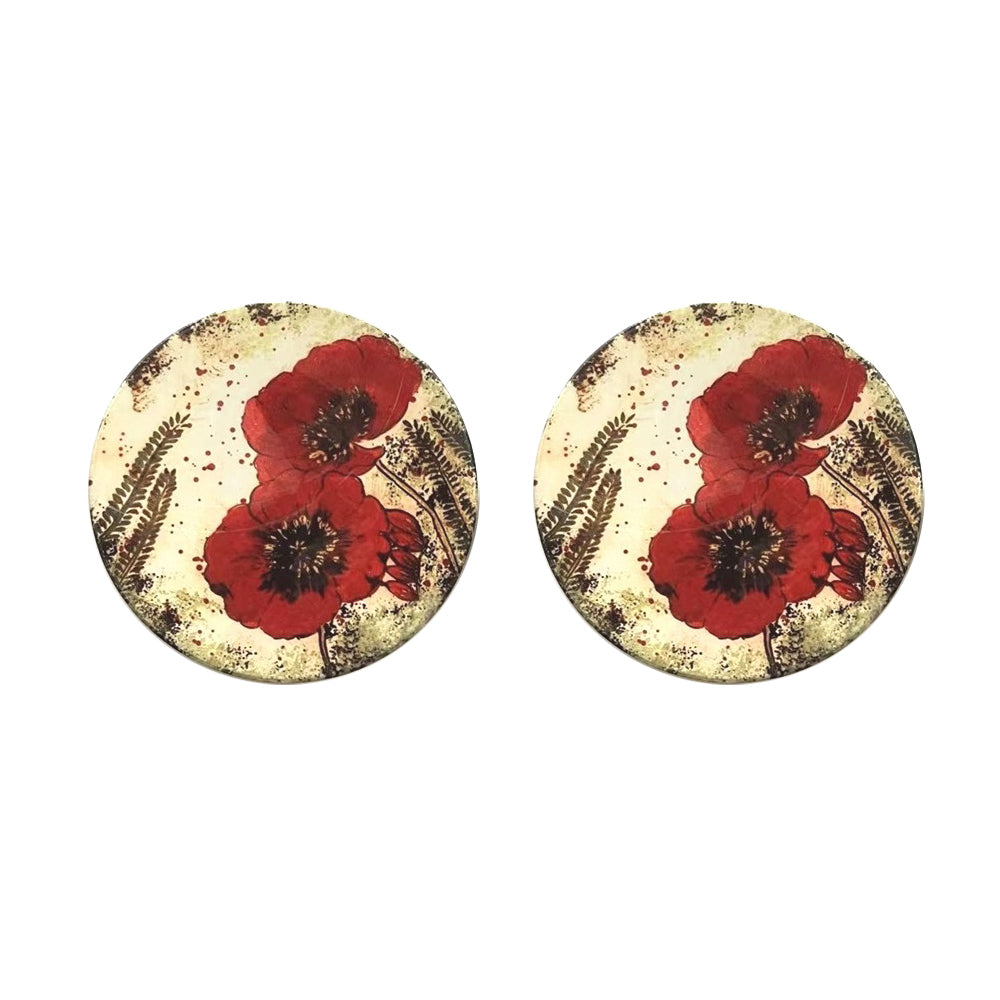 2x 2pc Poppy Coasters Coffee/Tea Table Protector Round Ceramic