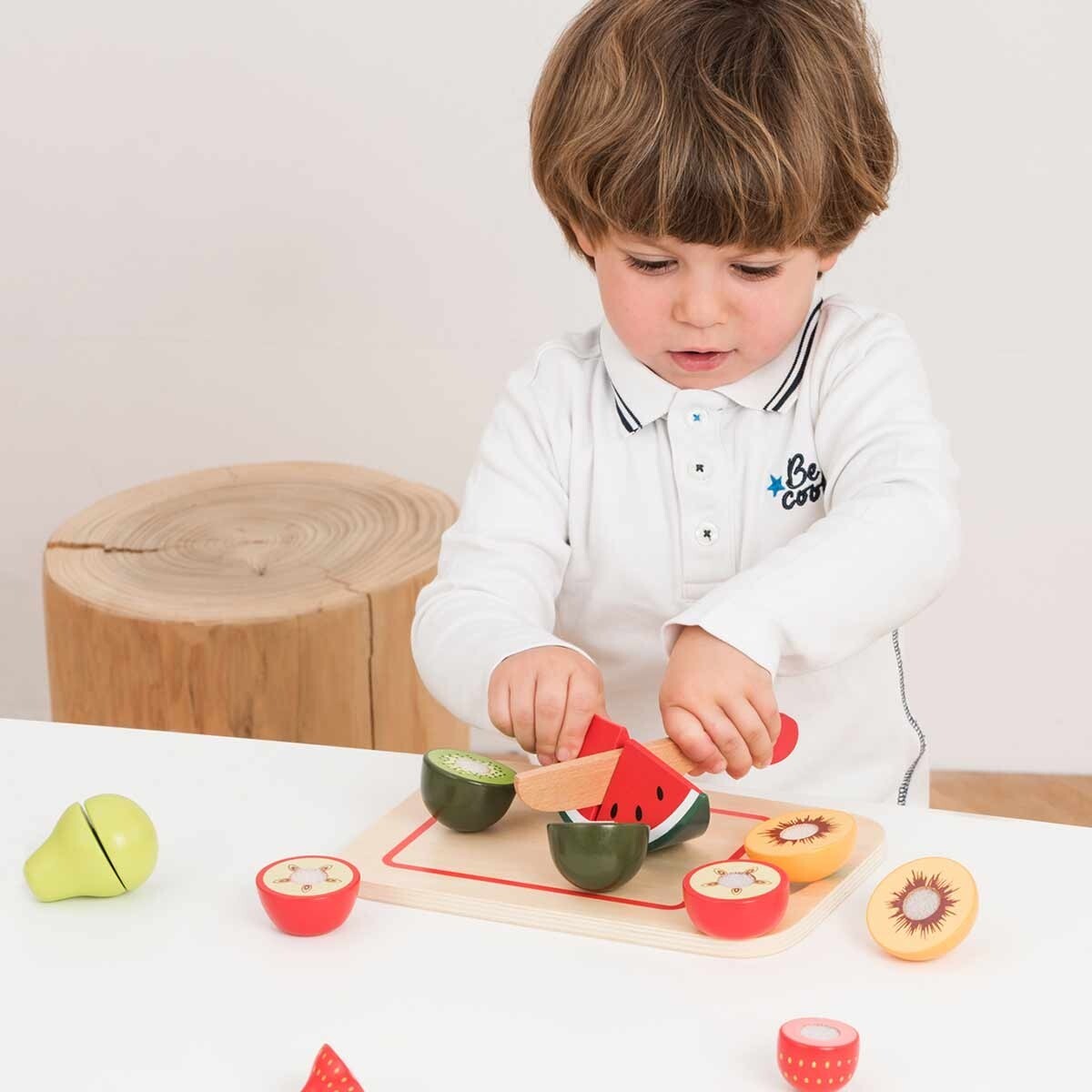 8pc New Classic Toys Wooden Cutting Meal Fruit Kids Pretend Play Toy 24m+