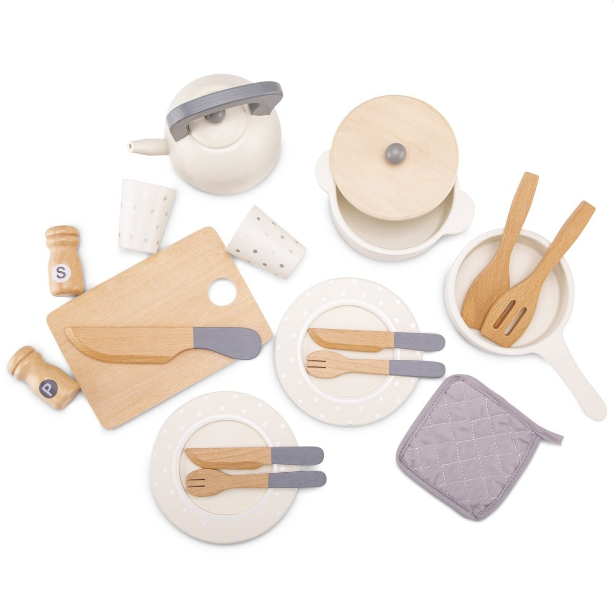 20pc New Classic Toys Wooden Dinner Set Kids Pretend Play Toy 24m+