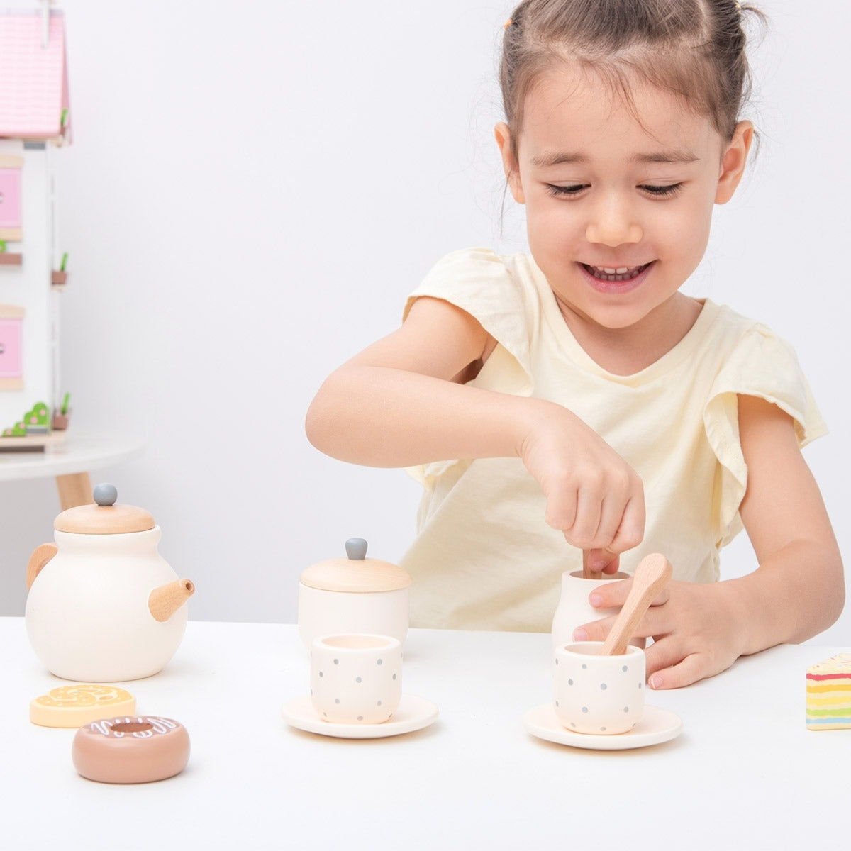 14pc New Classic Toys Wooden Tea Set Kids Pretend Play Toy 24m+
