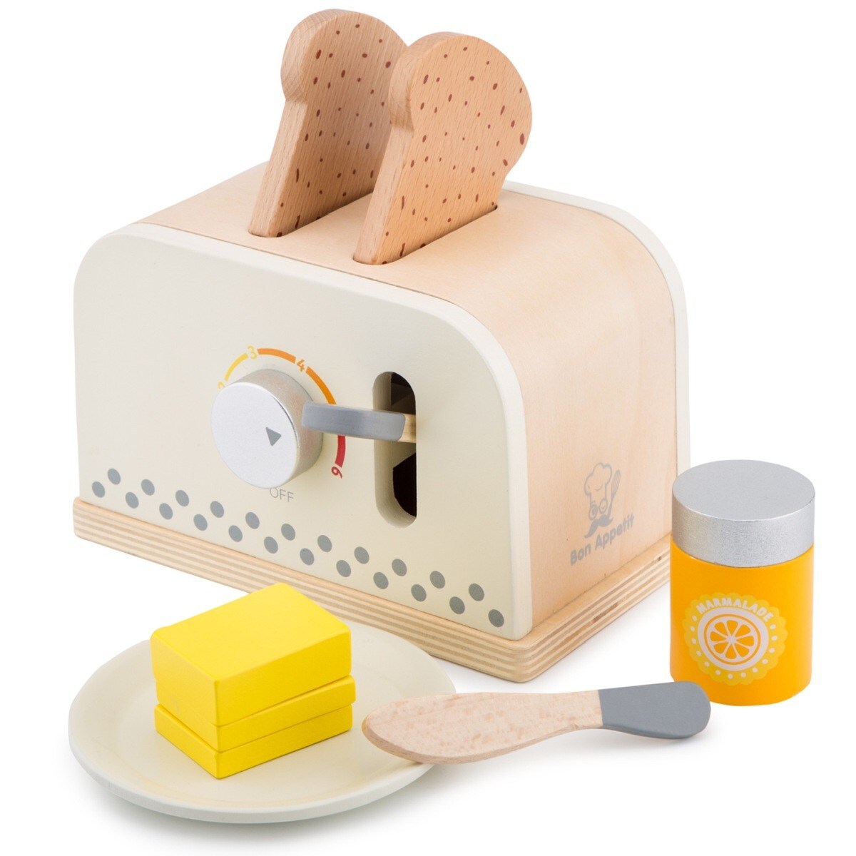 New Classic Toys 18.5cm Pop-Up Toaster Kids Pretend Play White 36m+