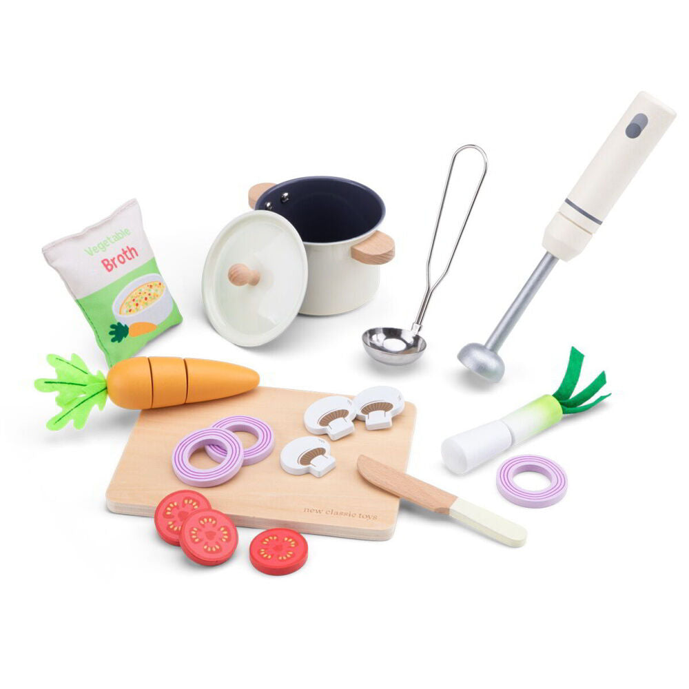 New Classic Toys Soup Making Pretend Play Kitchen 30cm Kids Wooden Toy 24m+