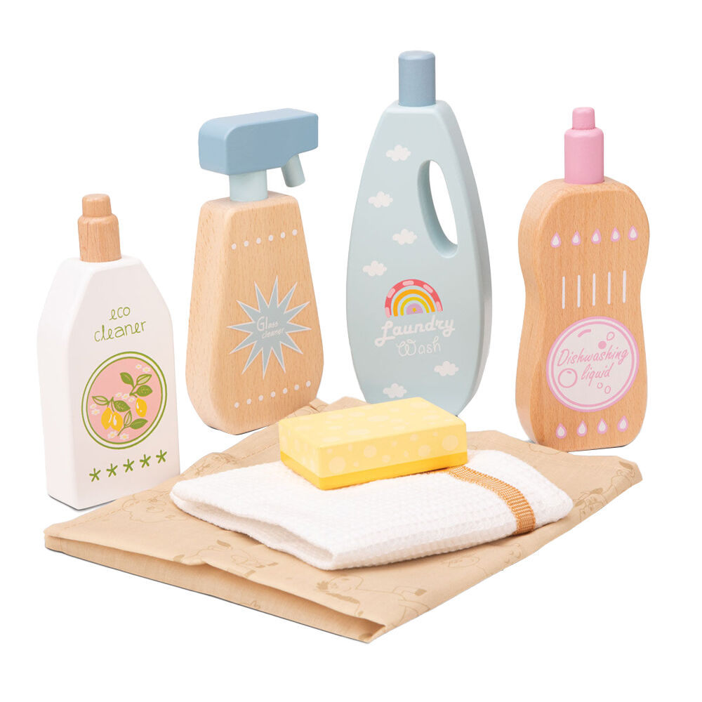 New Classic Toys Cleaning Detergents Pretend Play 17cm Kids Wooden Toy 36m+