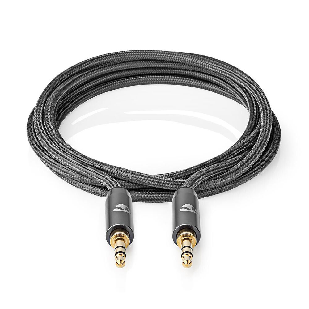2PK Nedis Stereo Audio Braided Nylon Cable AUX 3.5mm 1m - Grey