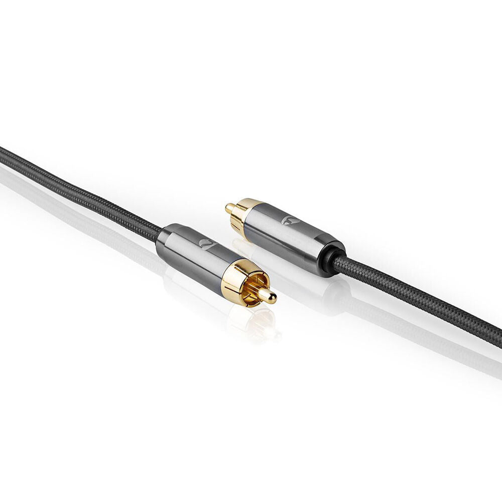 Nedis Subwoofer Braided Nylon Cable RCA Male to RCA Male 3m - Grey