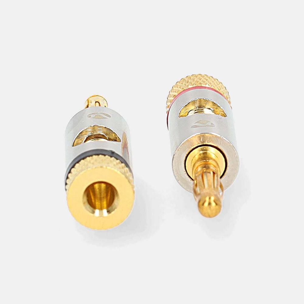2pc Nedis Audio Cable Gold Metal Banana Connectors