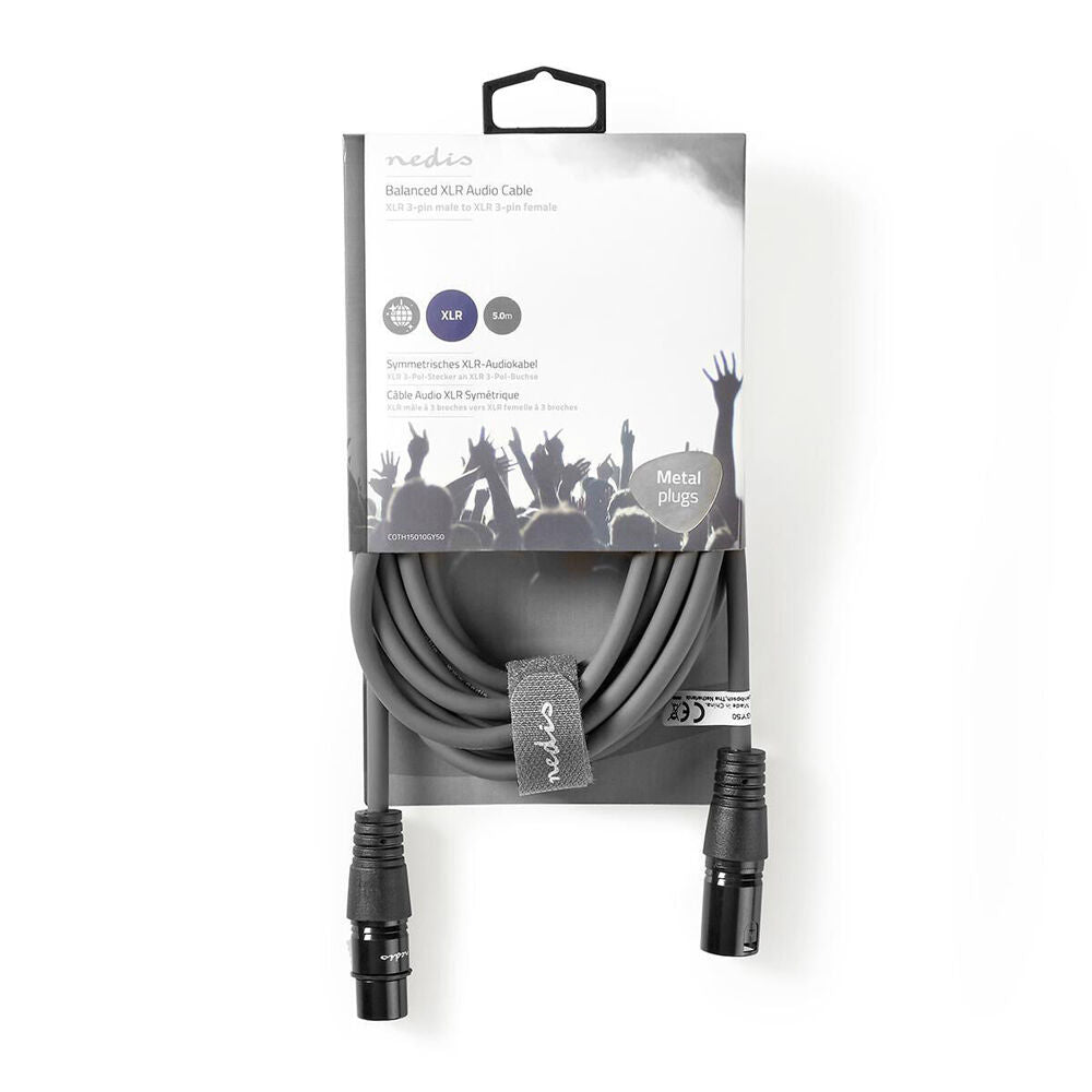Nedis Balanced Audio Cable XLR 3-Pin Male to XLR 3-Pin Female 5.00m - Grey
