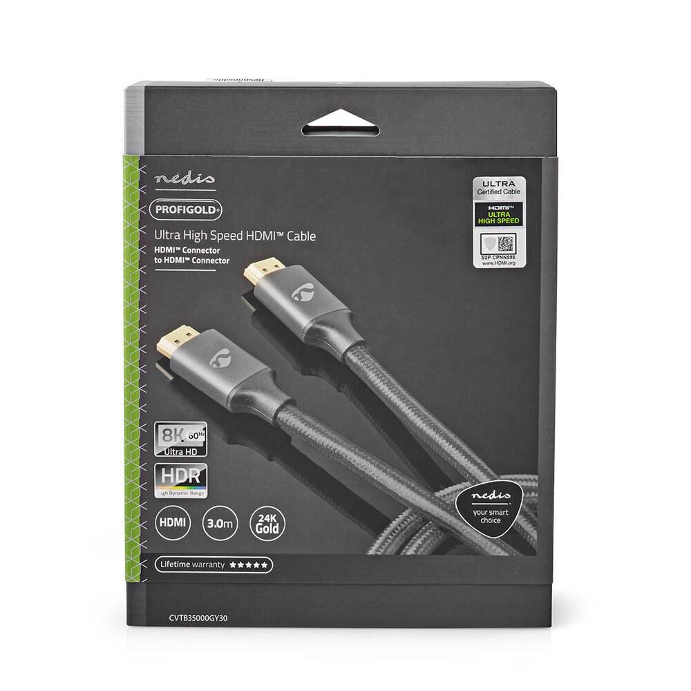 Nedis Ultra High Speed HDMI Cable 8K@60Hz 48 Gbps 3.00m - Grey