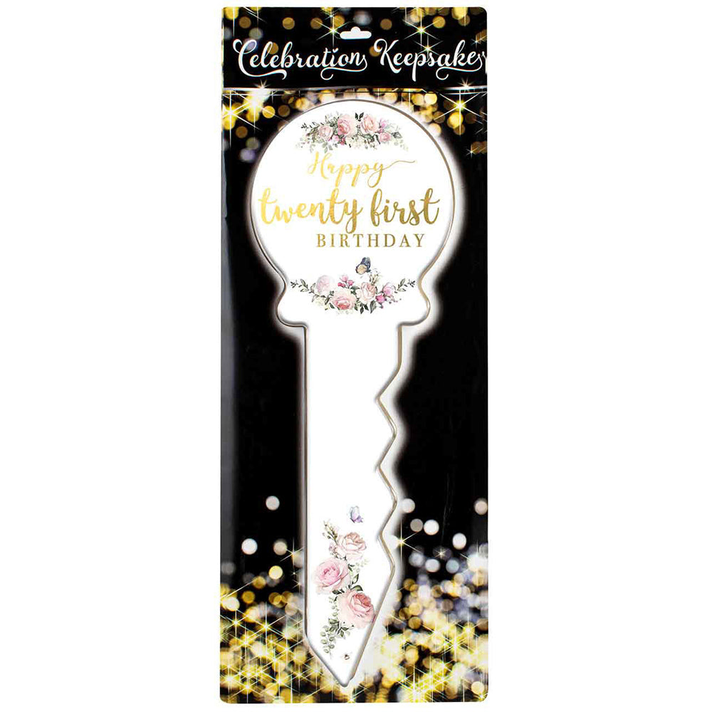 21st Birthday Key Pretty Floral 30cm Novelty Celebration Signing Gift Set
