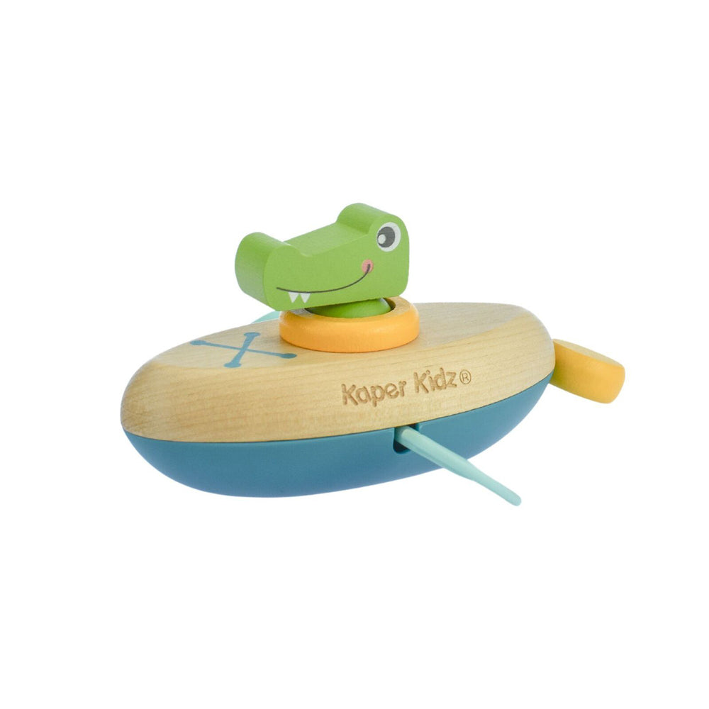 Kaper Kidz 13cm Animal Canoe Pull String Crocodile Kids Water Bath Toy 2y+