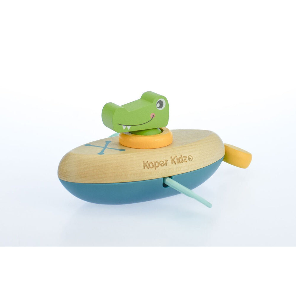 Kaper Kidz 13cm Animal Canoe Pull String Crocodile Kids Water Bath Toy 2y+
