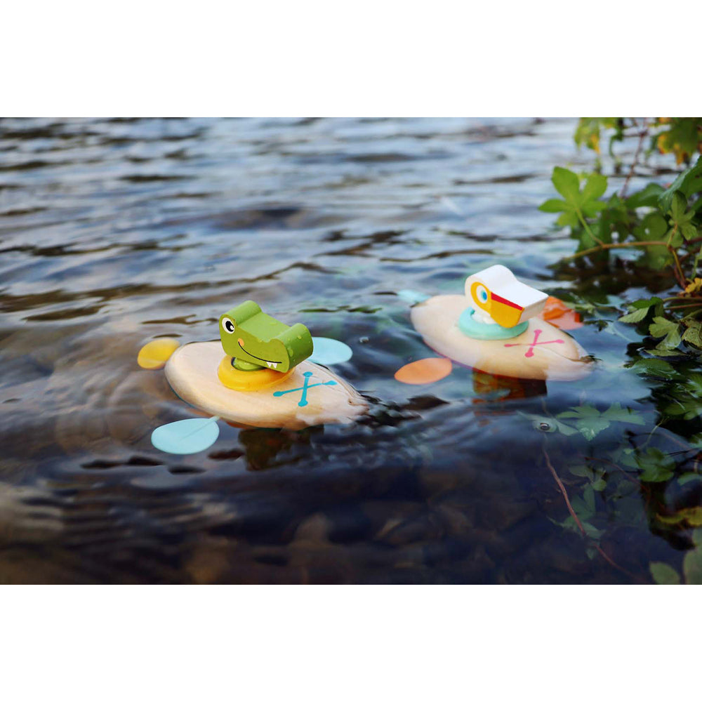 Kaper Kidz 13cm Animal Canoe Pull String Crocodile Kids Water Bath Toy 2y+