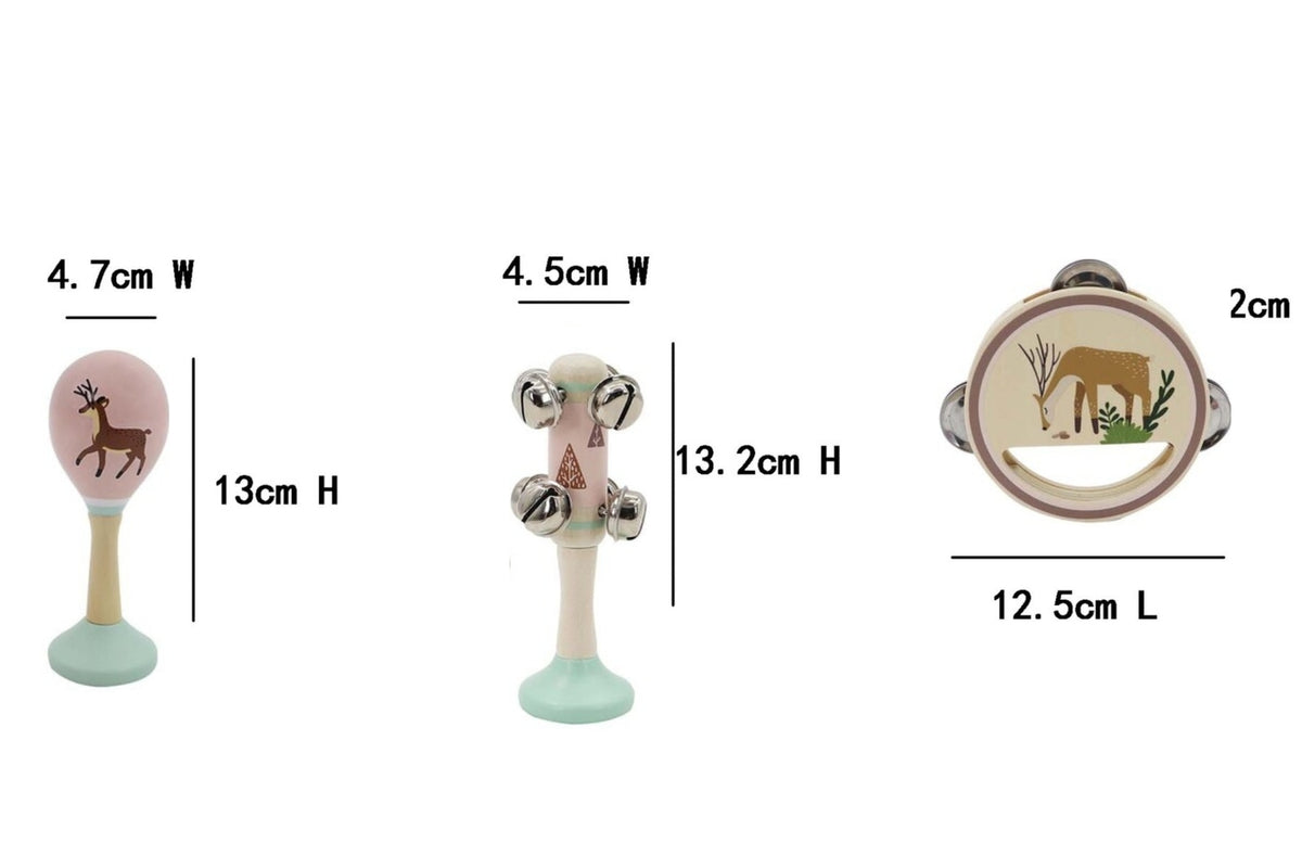 3pcs Kaper Kidz Calm & Breezy Deer Wooden Musical Set 18m+
