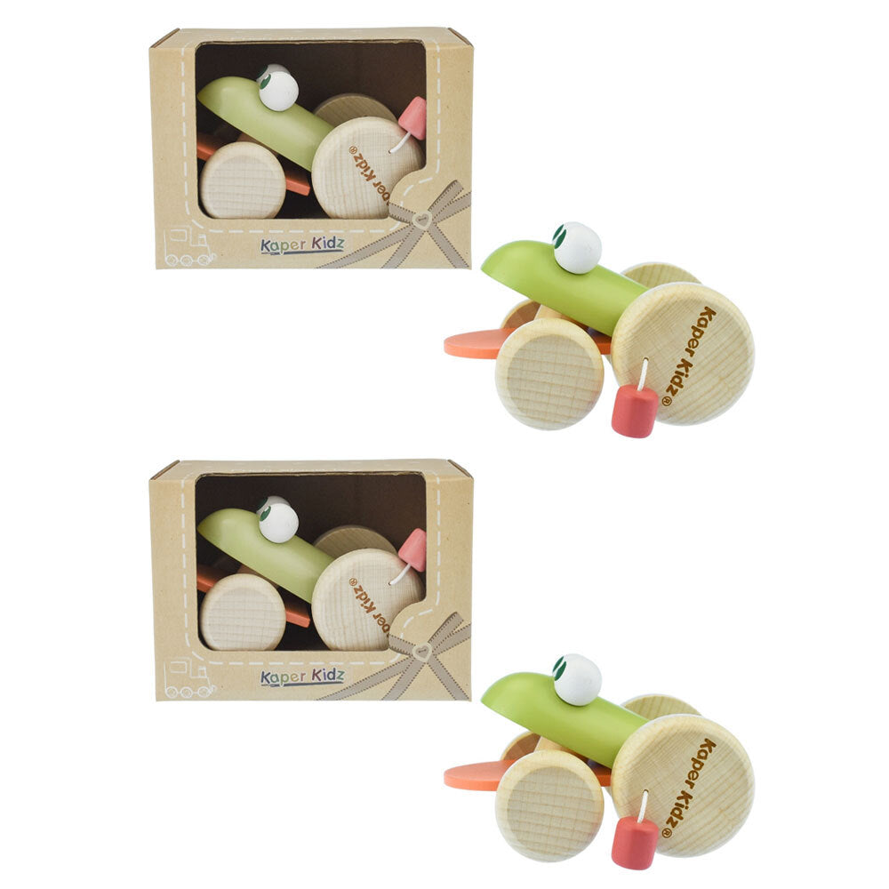 2PK Kaper Kidz Eco Play Push A Long Croaking Frog Kids Wooden Toy 12m+