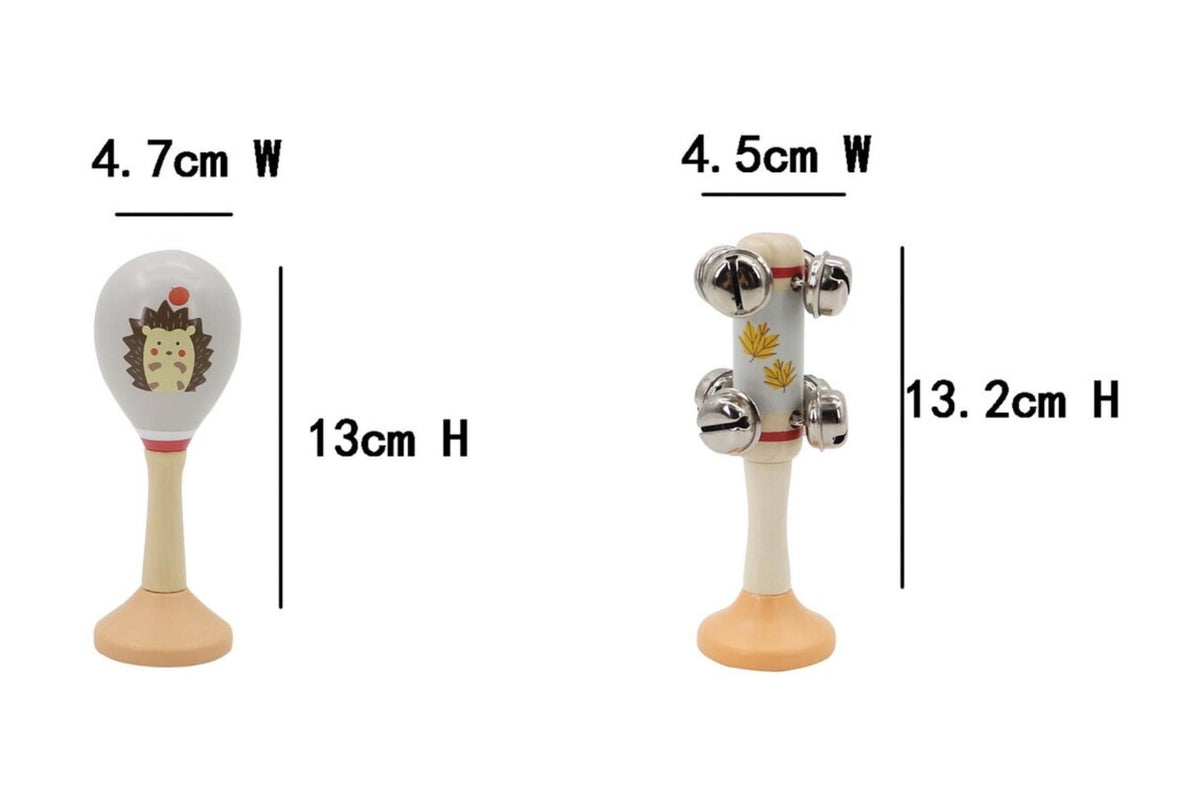 Kaper Kidz Calm & Breezy Hedgehog Wooden Maraca & Bell Stick Set 18m+