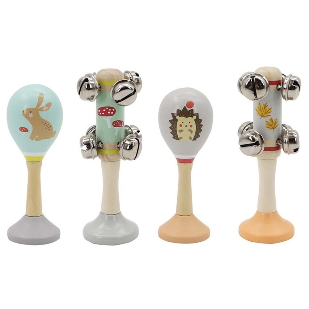 Kaper Kidz Calm & Breezy Hedgehog & Rabbit Wooden Maraca & Bel Set 18m+
