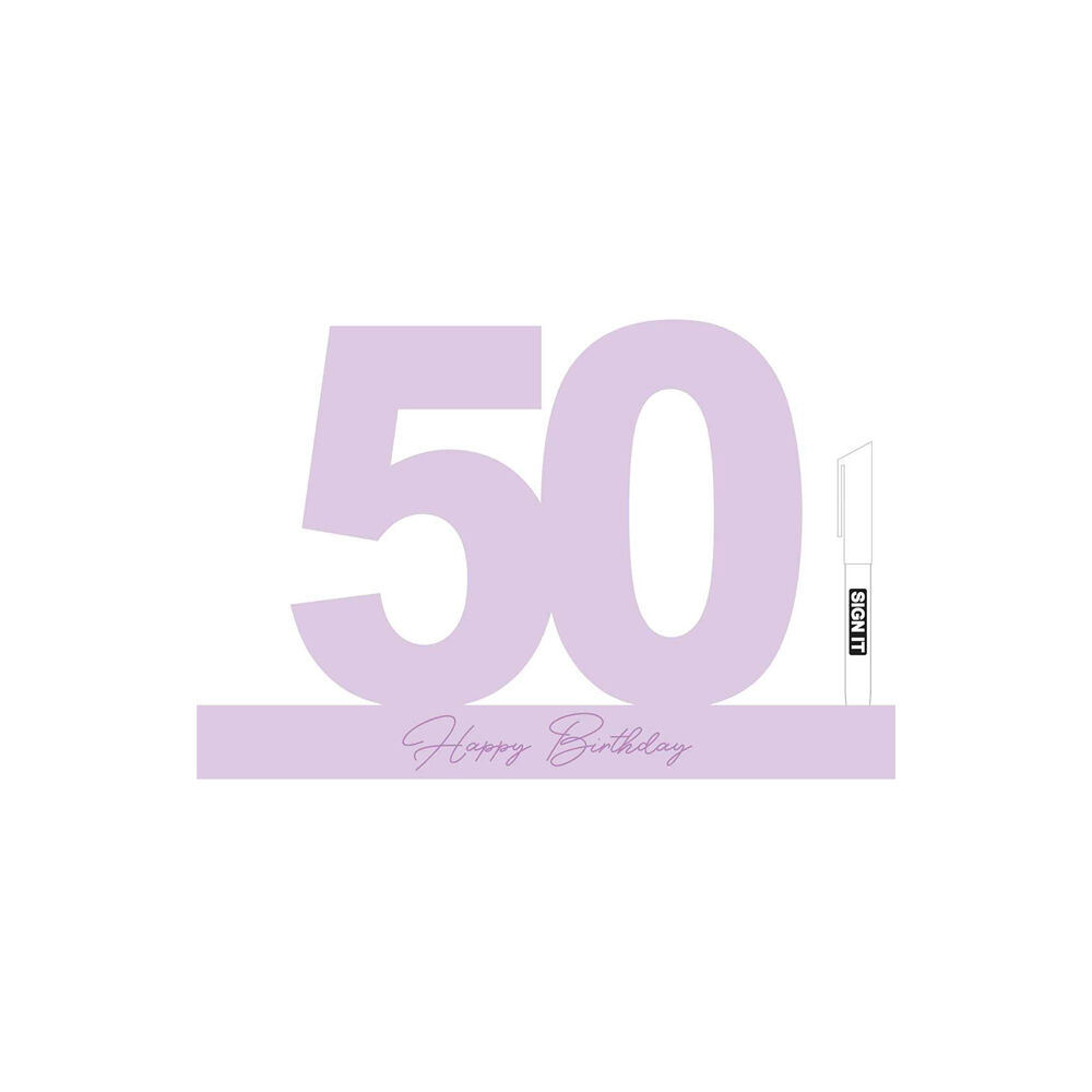 2PK LMD 50 Periwinkle Purple Signature Block Birthday Message