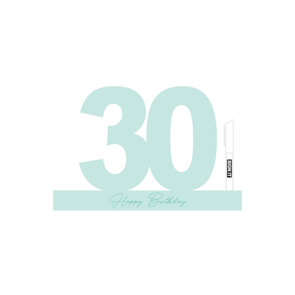 2PK LMD 30 Minty Green Signature Block Birthday Message