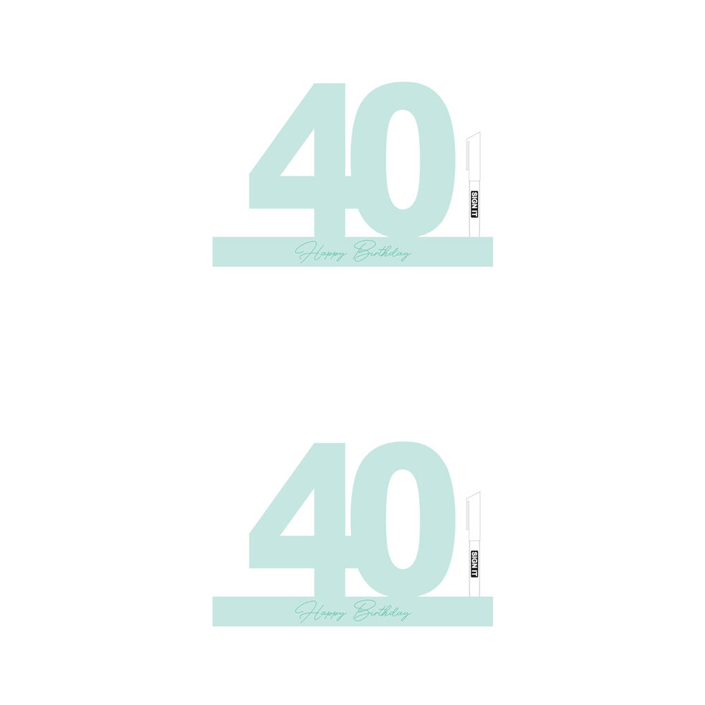 2PK LMD 40 Minty Green Signature Block Birthday Message
