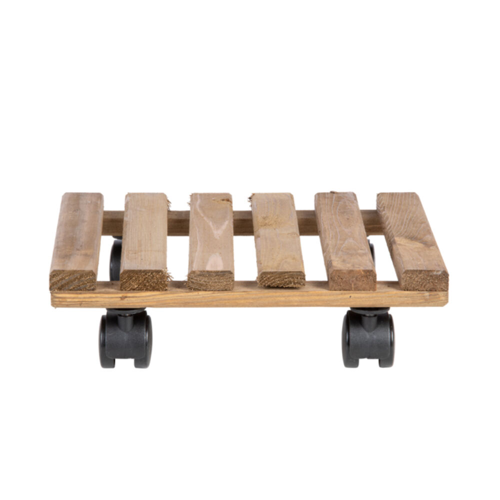 Esschert Design Square Aged Wood Plant Trolley Garden Outdoor Decor 29cm