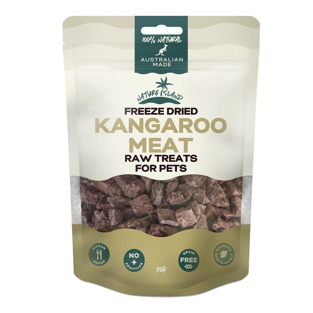 2PK Nature Island Freeze Dried Kangaroo Meat Human Grade 80g Pets Dog/Cat Raw Treats
